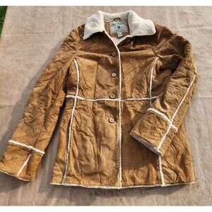 vintage St. John's Bay Women's Brown Sherpa Lined Button Mid-Length Jacket Sz S